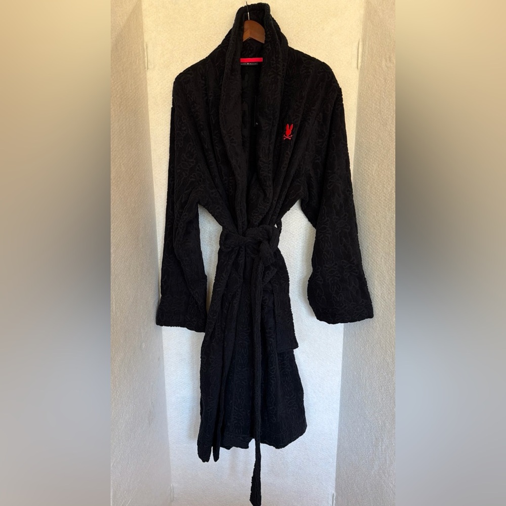 NWT Rare Navy Psycho Bunny All Over Bunny Embossed Robe Mens L/XL